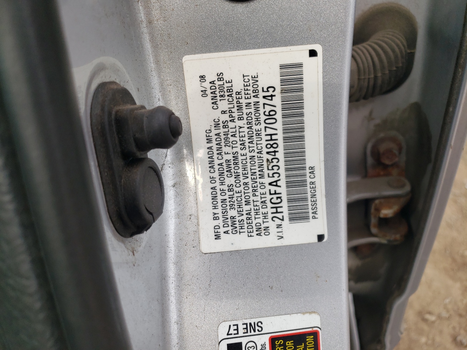 2HGFA55548H706745 2008 Honda Civic Si