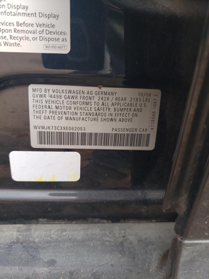 2009 Volkswagen Passat Turbo VIN: WVWJK73C39E062053 Lot: 64298634