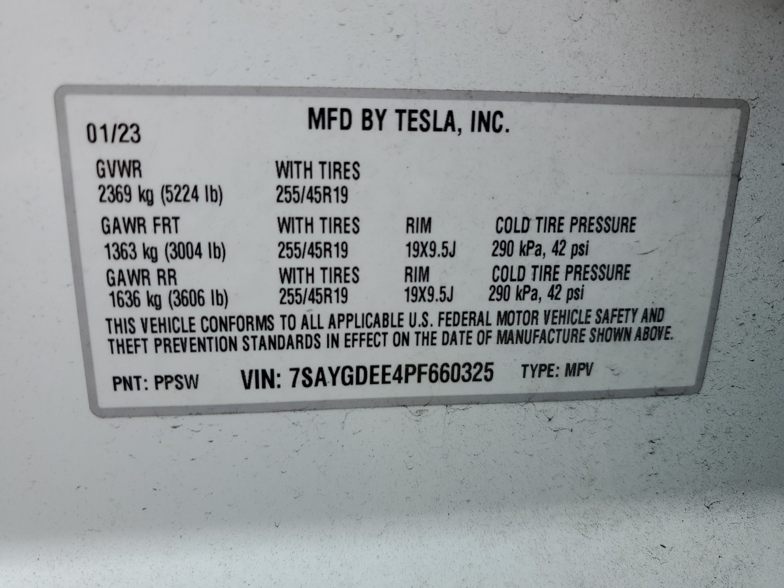 7SAYGDEE4PF660325 2023 Tesla Model Y