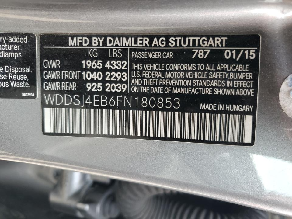 WDDSJ4EB6FN180853 2015 Mercedes-Benz Cla 250