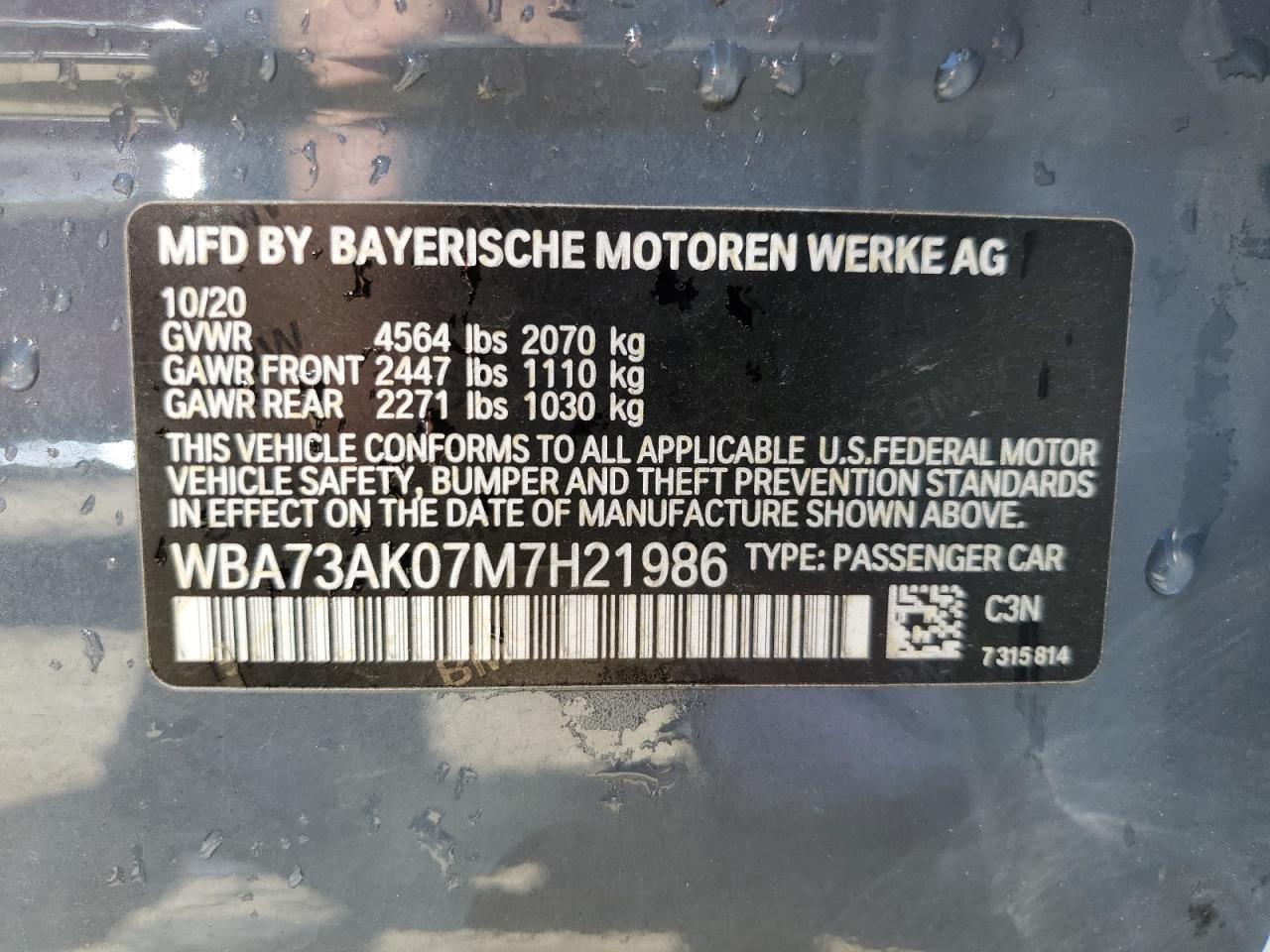 WBA73AK07M7H21986 2021 BMW 228Xi