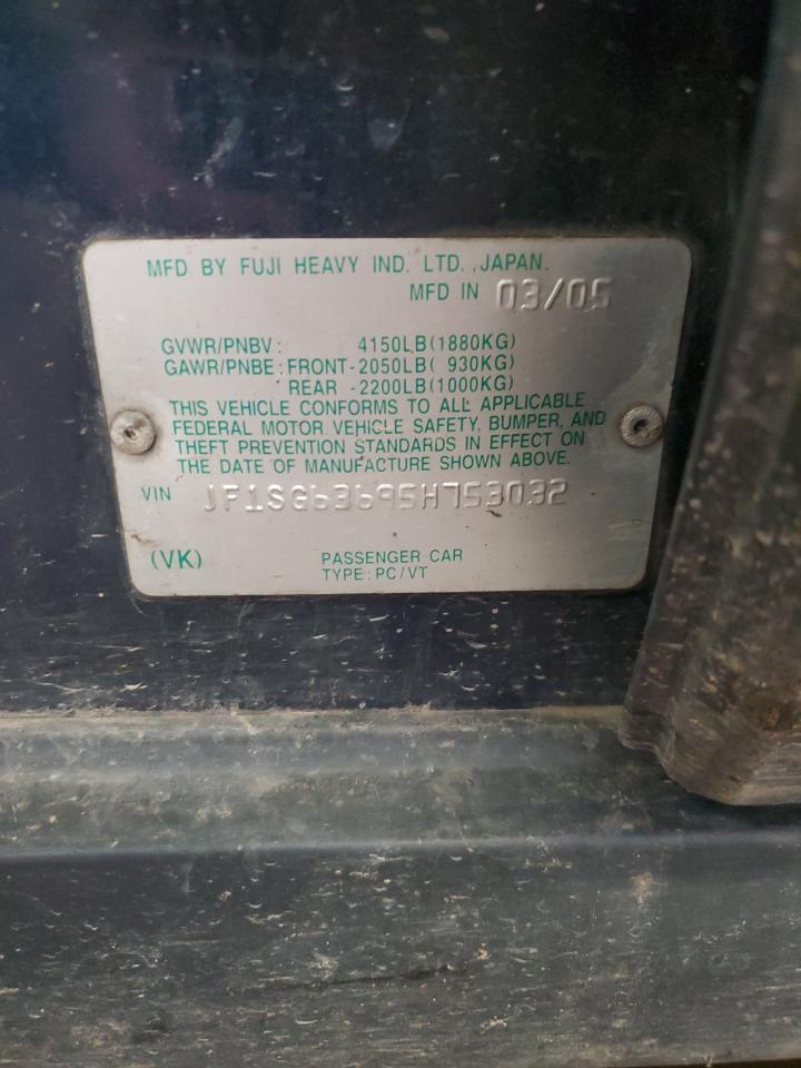 2005 Subaru Forester 2.5X VIN: JF1SG63695H753032 Lot: 63774264