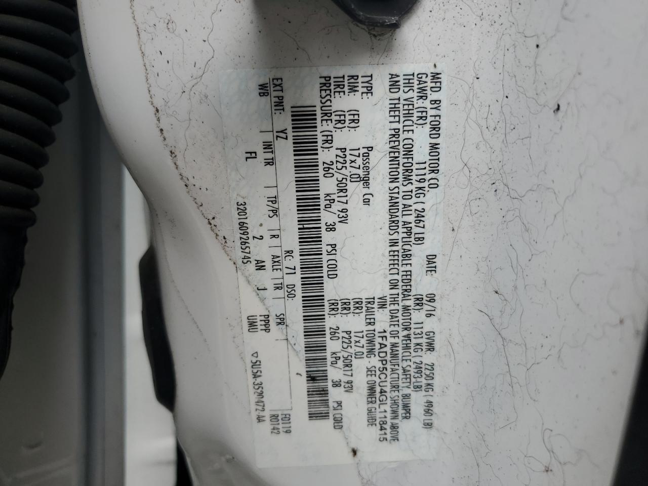 2016 Ford C-Max Premium Sel VIN: 1FADP5CU4GL118415 Lot: 63261644