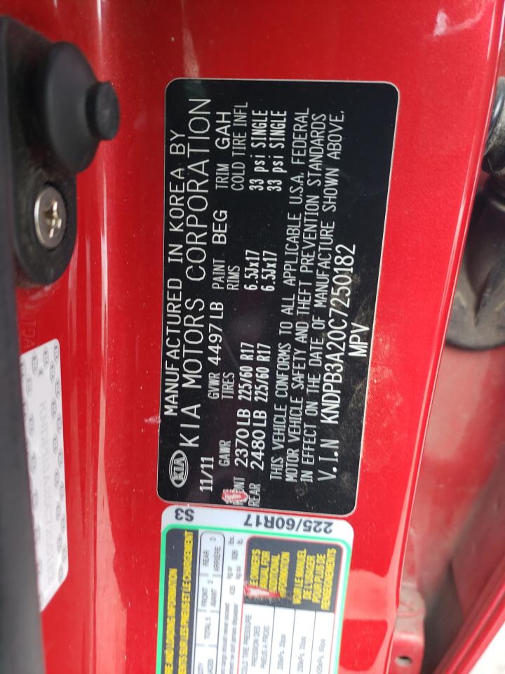 2012 Kia Sportage Base VIN: KNDPB3A20C7250182 Lot: 62803874