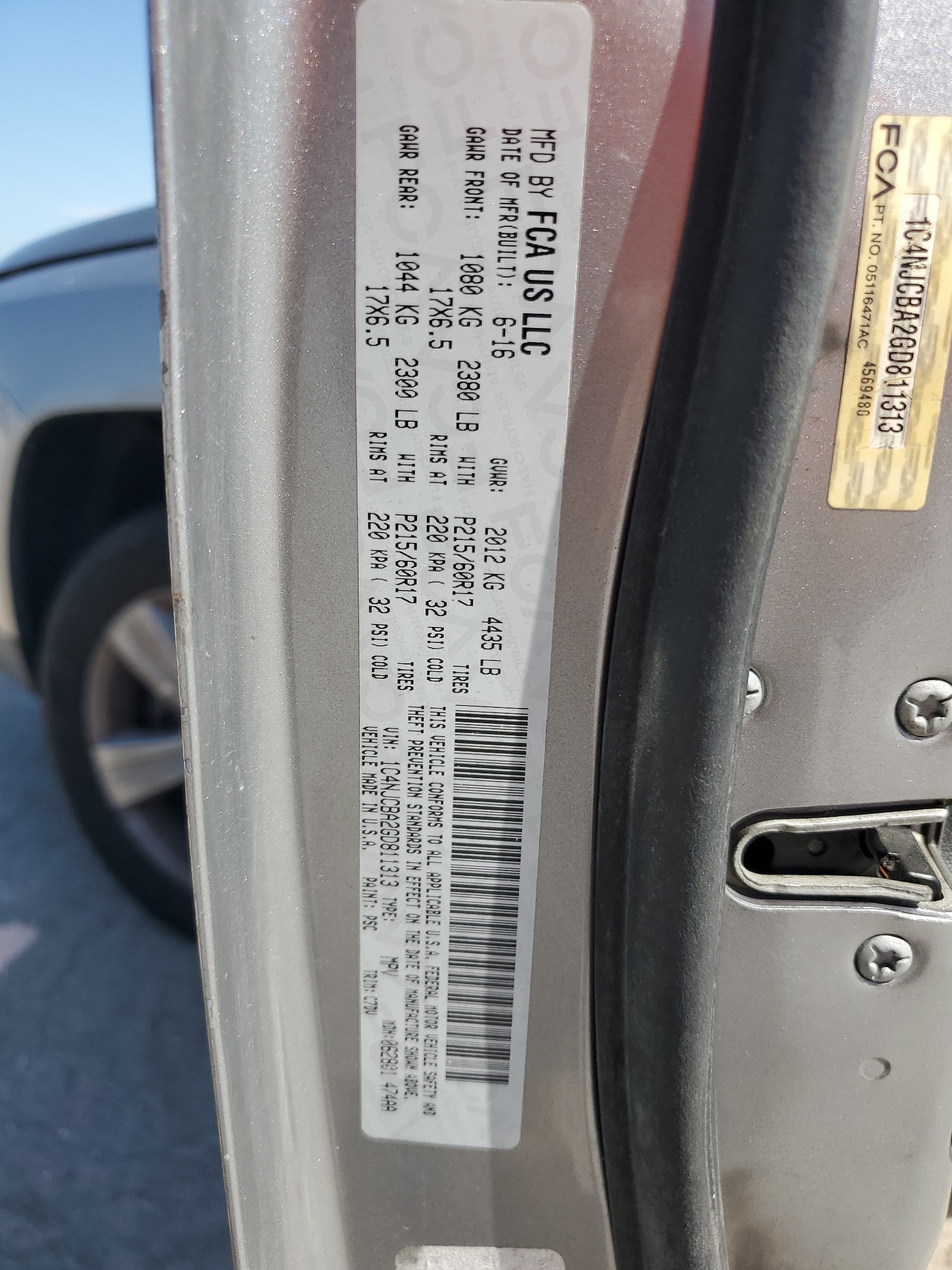 1C4NJCBA2GD811313 2016 Jeep Compass Sport