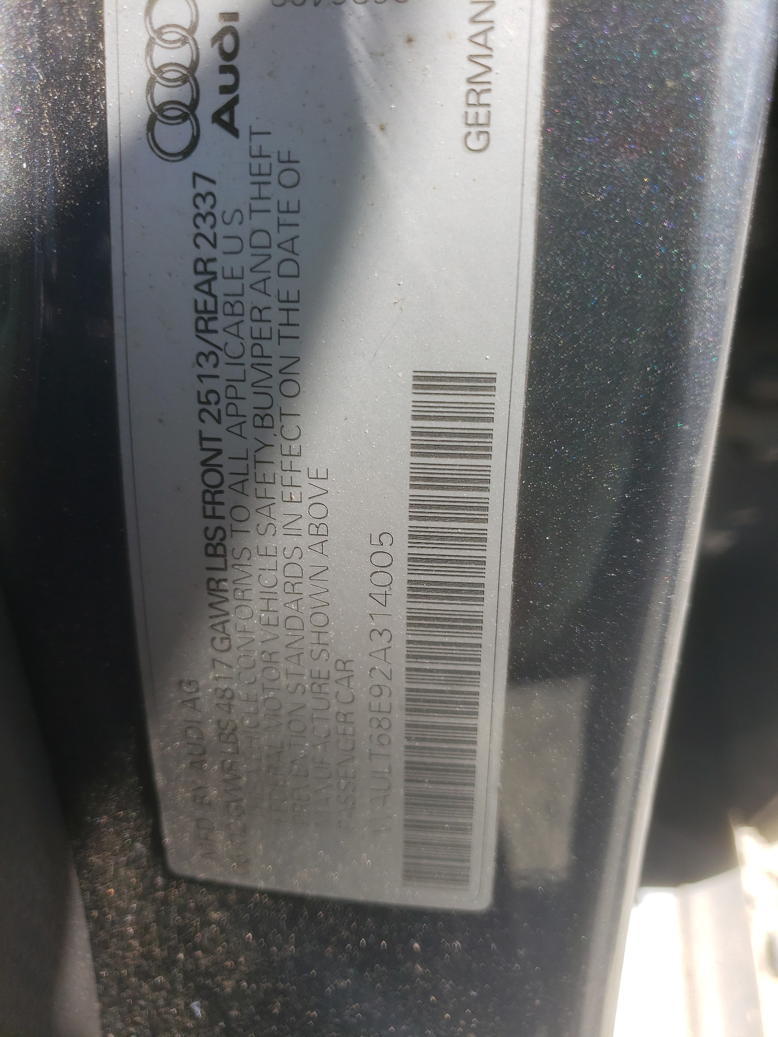 WAULT68E92A314005 2002 Audi A4 3.0 Quattro