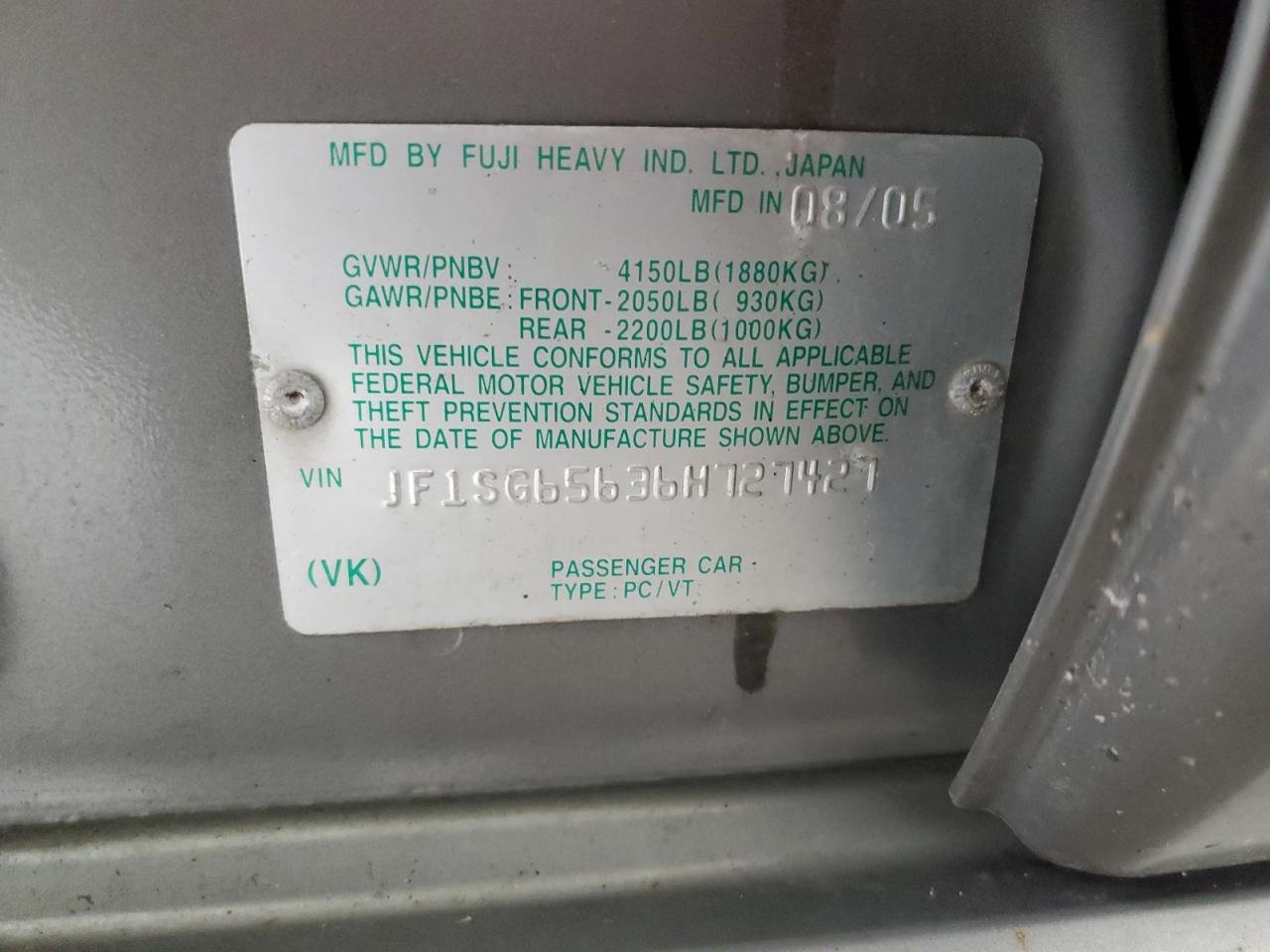 2006 Subaru Forester 2.5X Premium VIN: JF1SG65636H727427 Lot: 64435254