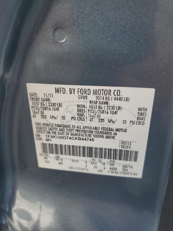 1FMCU0D74CKB44745 2012 Ford Escape Xlt