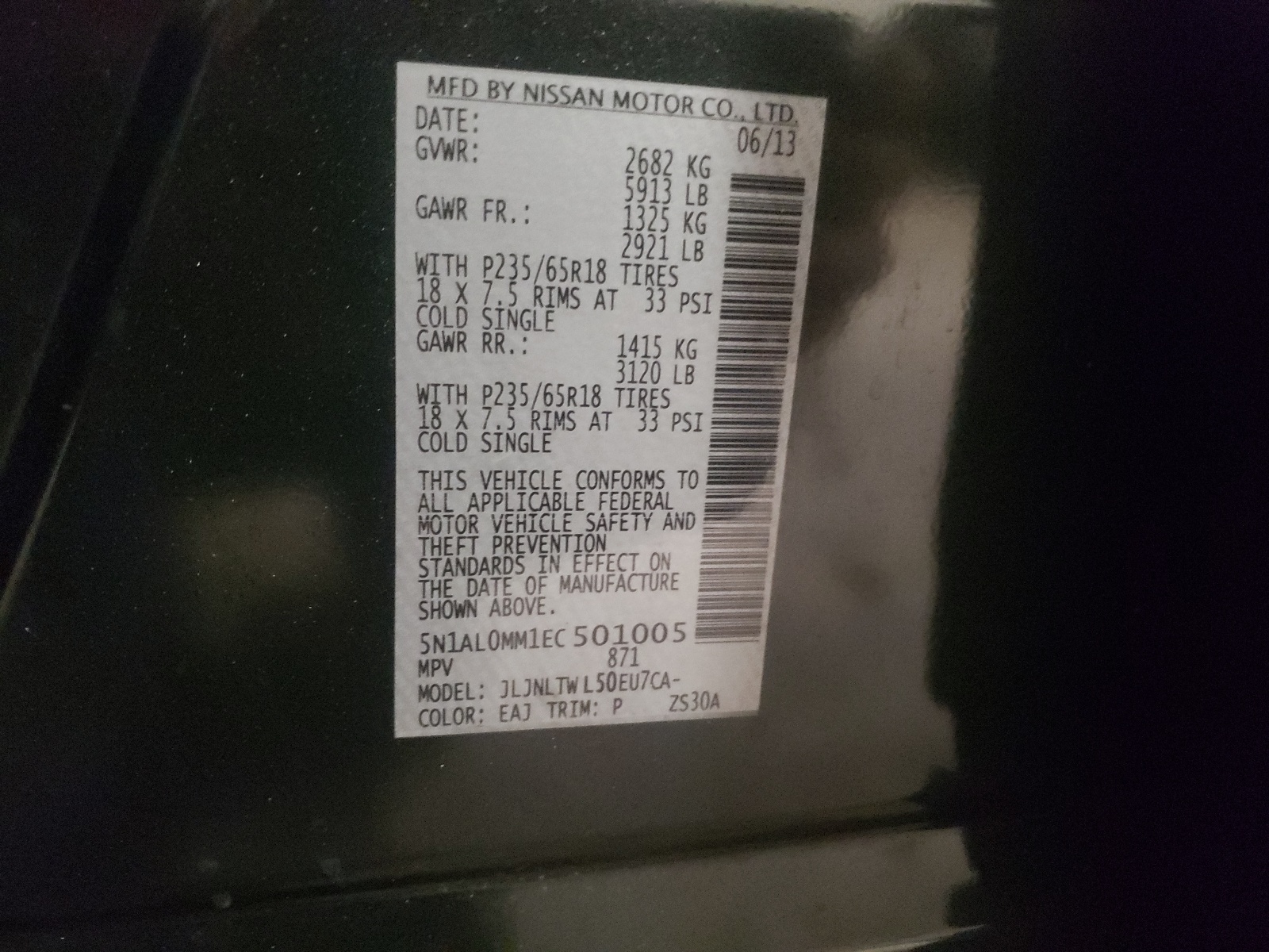 5N1AL0MM1EC501005 2014 Infiniti Qx60