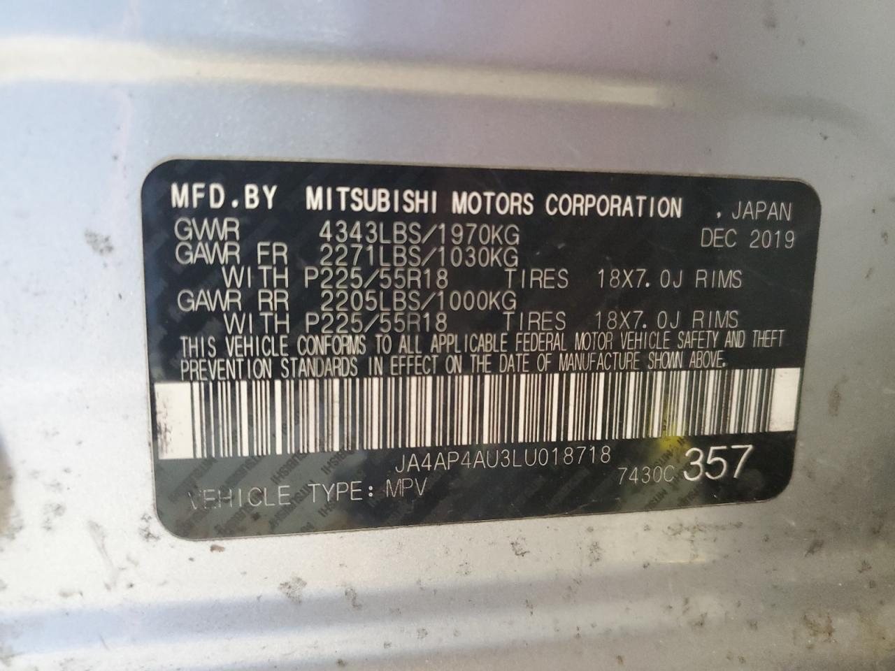 2020 Mitsubishi Outlander Sport Se VIN: JA4AP4AU3LU018718 Lot: 61661624