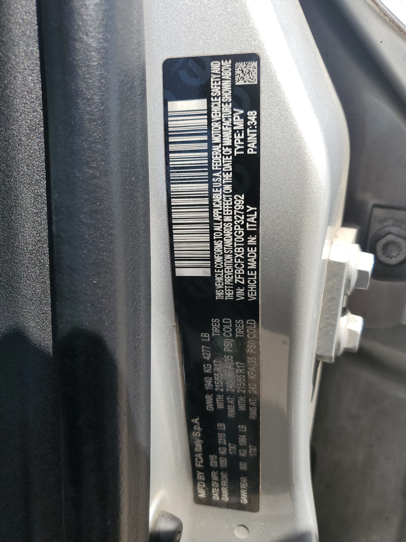 ZFBCFXBT0GP327992 2016 Fiat 500X Easy