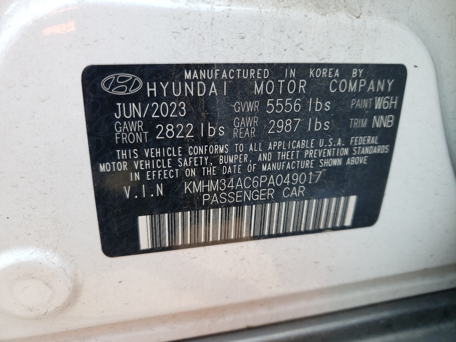 KMHM34AC6PA049017 2023 Hyundai Ioniq 6 Sel