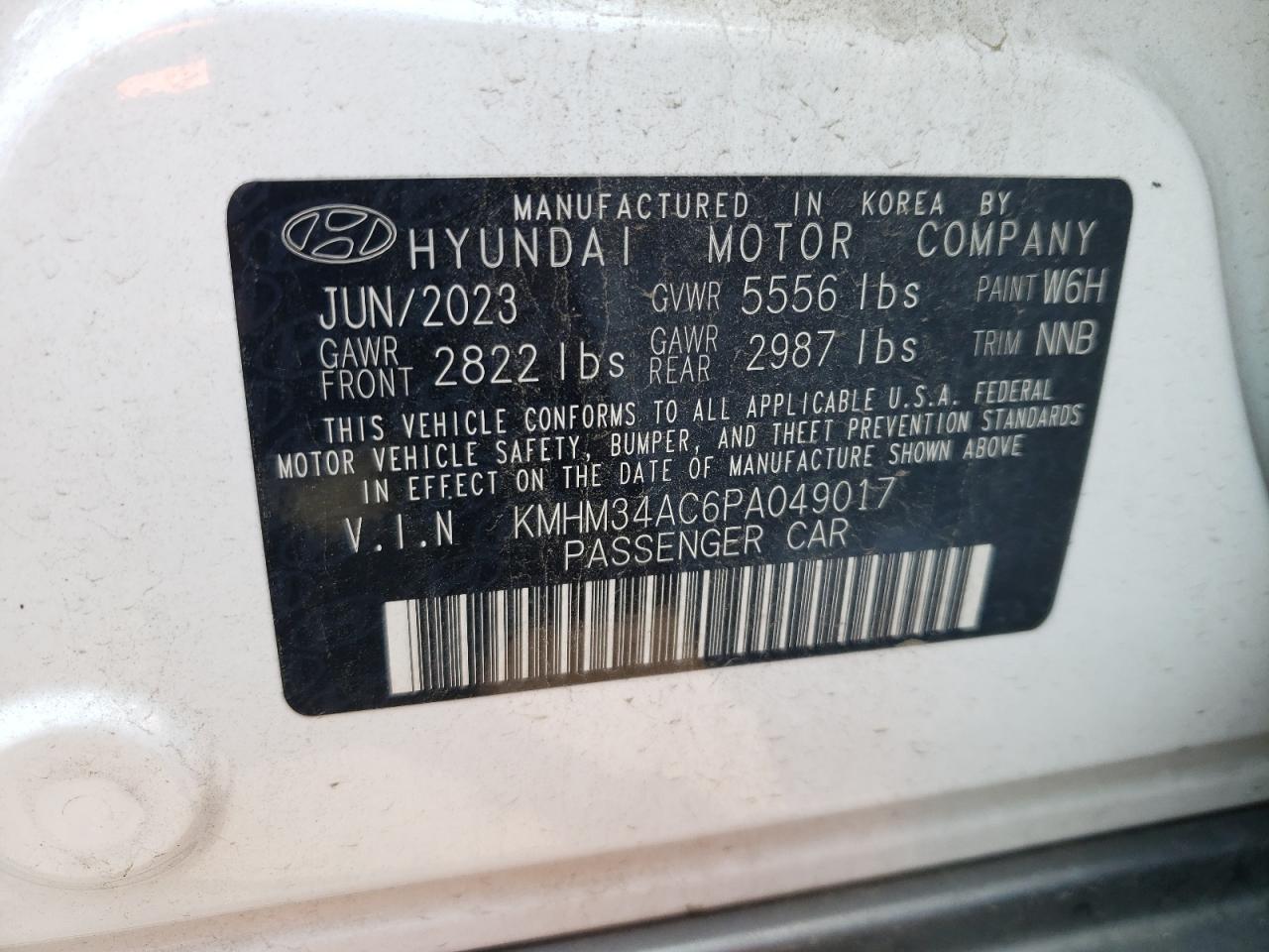2023 Hyundai Ioniq 6 Sel VIN: KMHM34AC6PA049017 Lot: 63924084