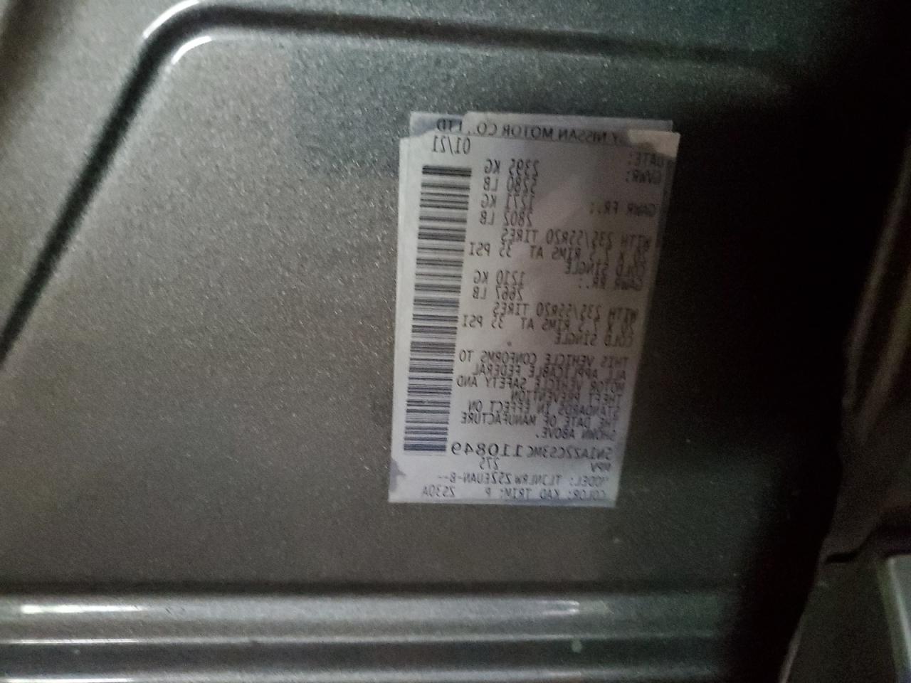 2021 Nissan Murano Sl VIN: 5N1AZ2CS3MC110849 Lot: 61841974