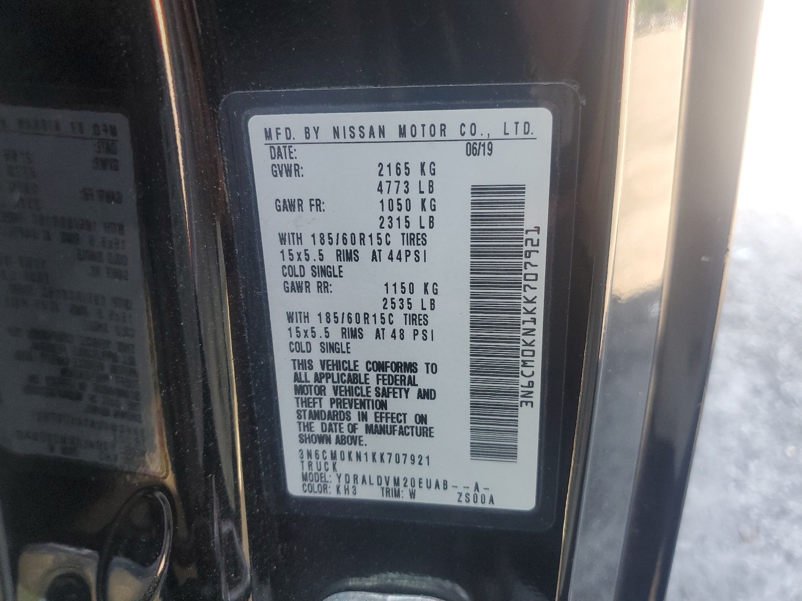 3N6CM0KN1KK707921 2019 Nissan Nv200 2.5S