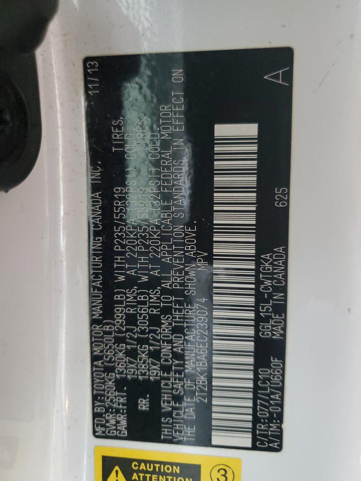 2014 Lexus Rx 350 Base VIN: 2T2BK1BA6EC239074 Lot: 64176764