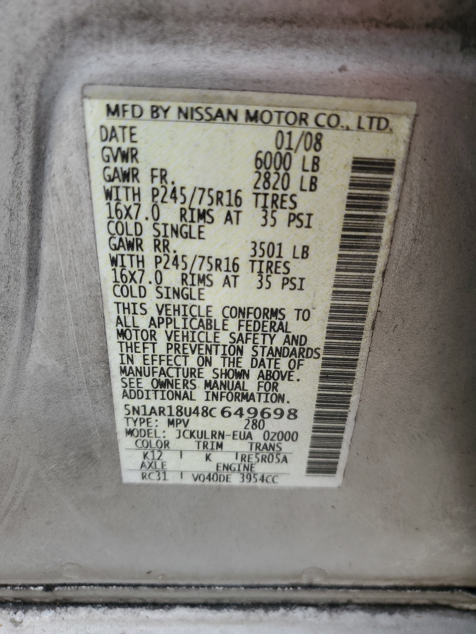 5N1AR18U48C649698 2008 Nissan Pathfinder S