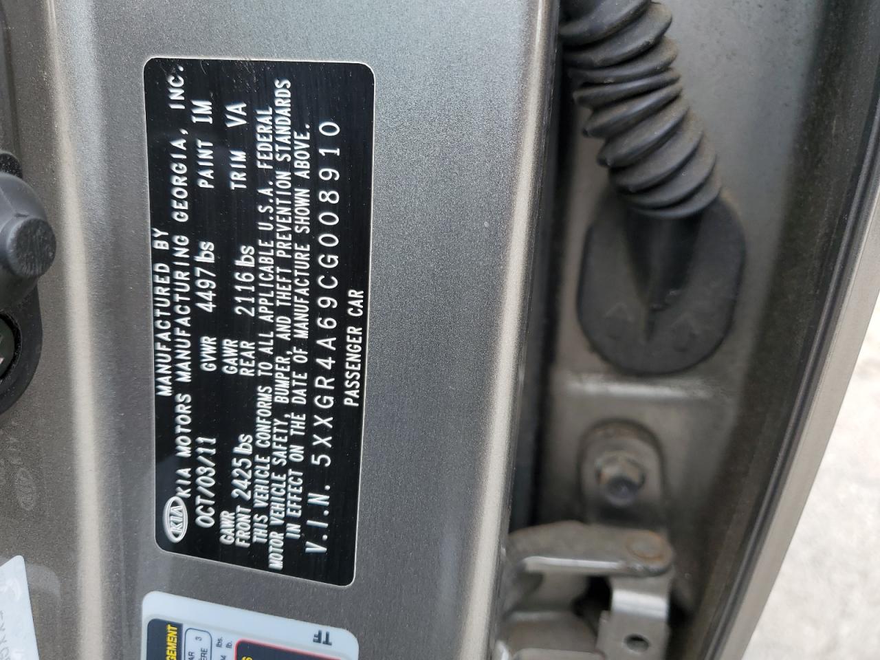 2012 Kia Optima Sx VIN: 5XXGR4A69CG008910 Lot: 61900334