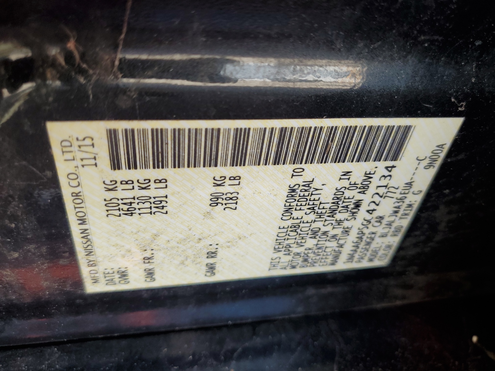 1N4AA6AP5GC422134 2016 Nissan Maxima 3.5S