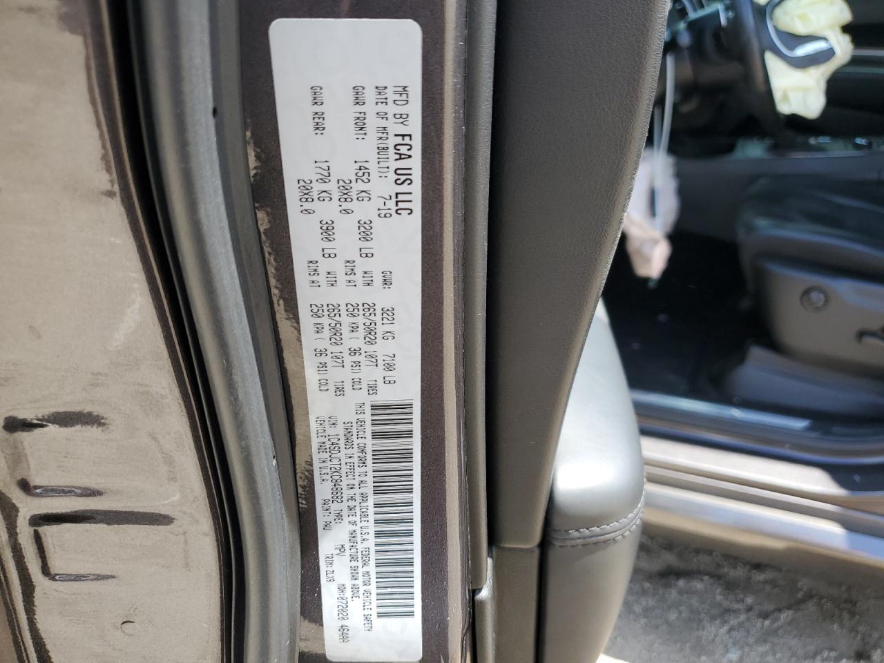 2019 Dodge Durango R/T VIN: 1C4SDJCT2KC848682 Lot: 64838424