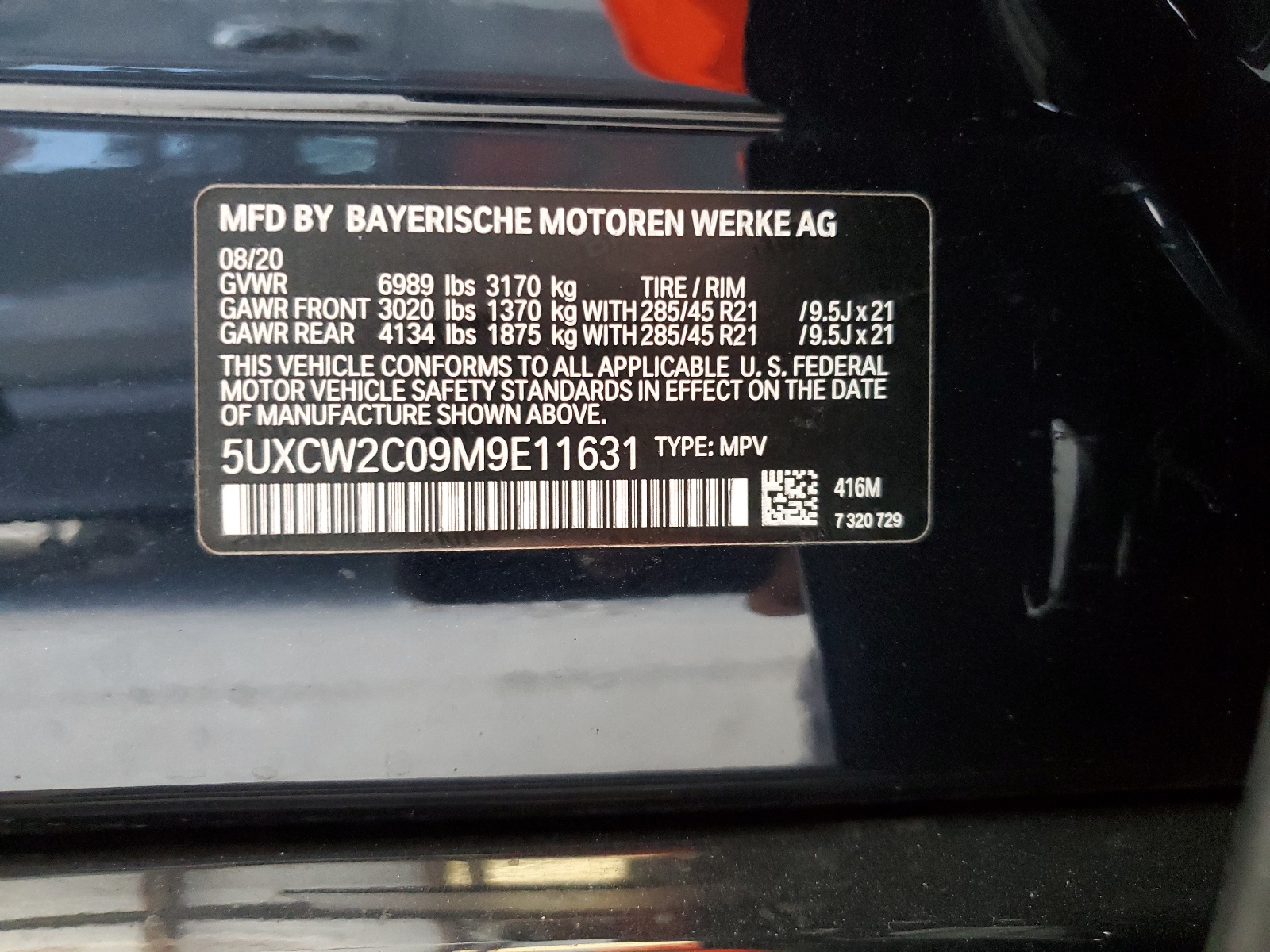 5UXCW2C09M9E11631 2021 BMW X7 xDrive40I