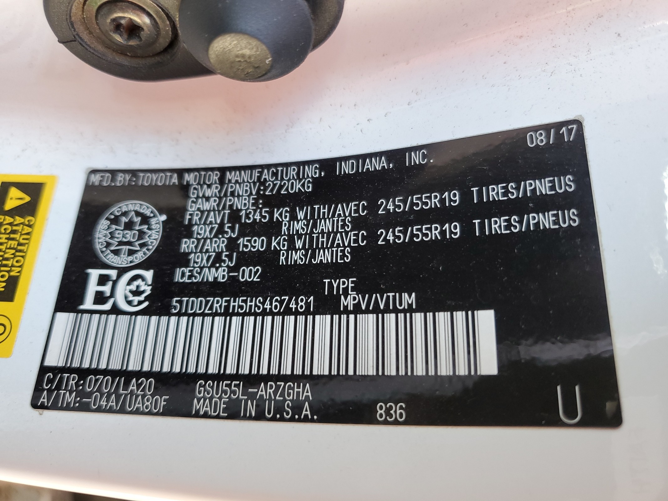 5TDDZRFH5HS467481 2017 Toyota Highlander Limited