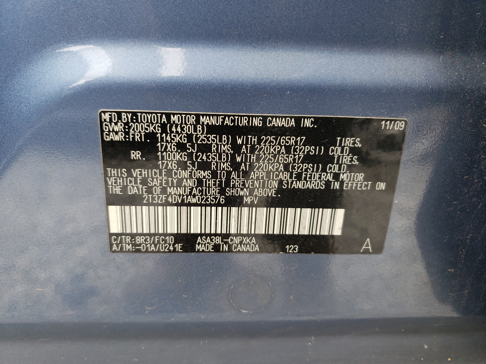 2T3ZF4DV1AW023576 2010 Toyota Rav4