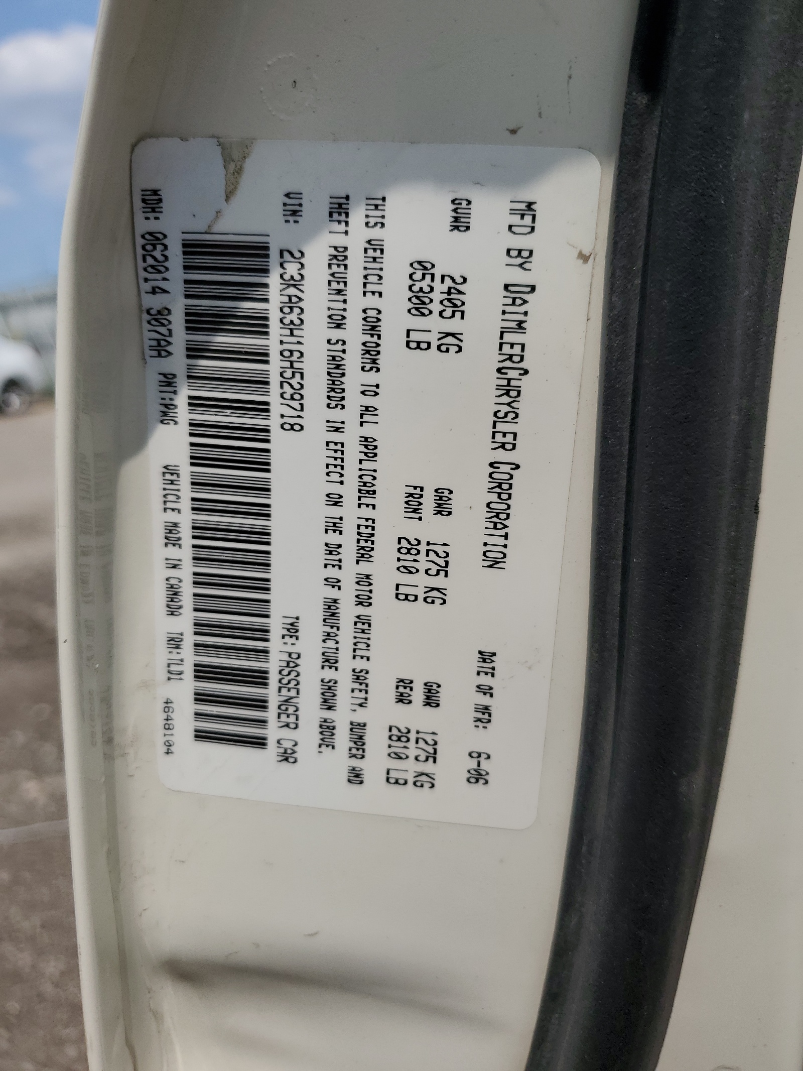 2C3KA63H16H529718 2006 Chrysler 300C