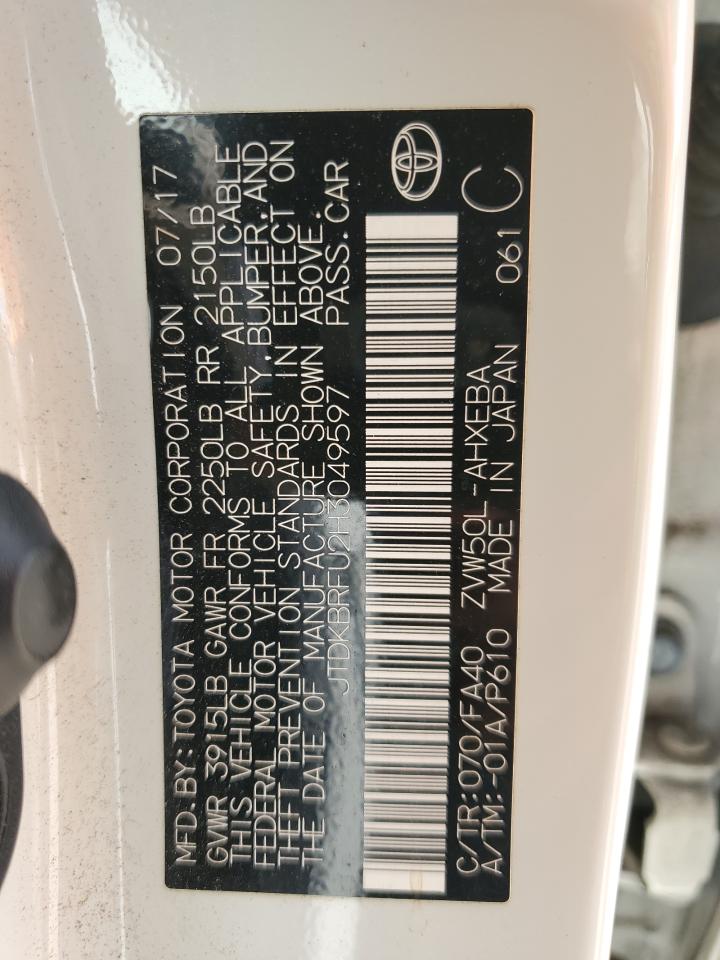 2017 Toyota Prius VIN: JTDKBRFU2H3049597 Lot: 64955464