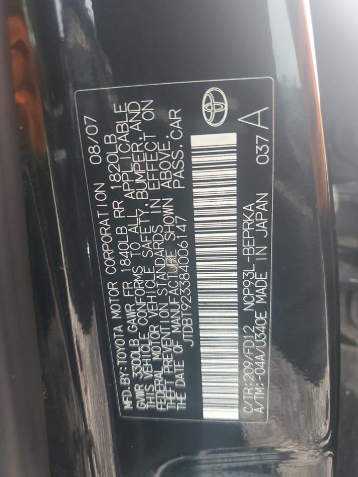 2008 Toyota Yaris VIN: JTDBT923384006147 Lot: 61093744