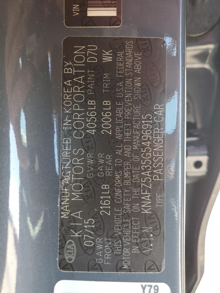 VIN KNAFZ5A35G5496915 2016 KIA FORTE no.12