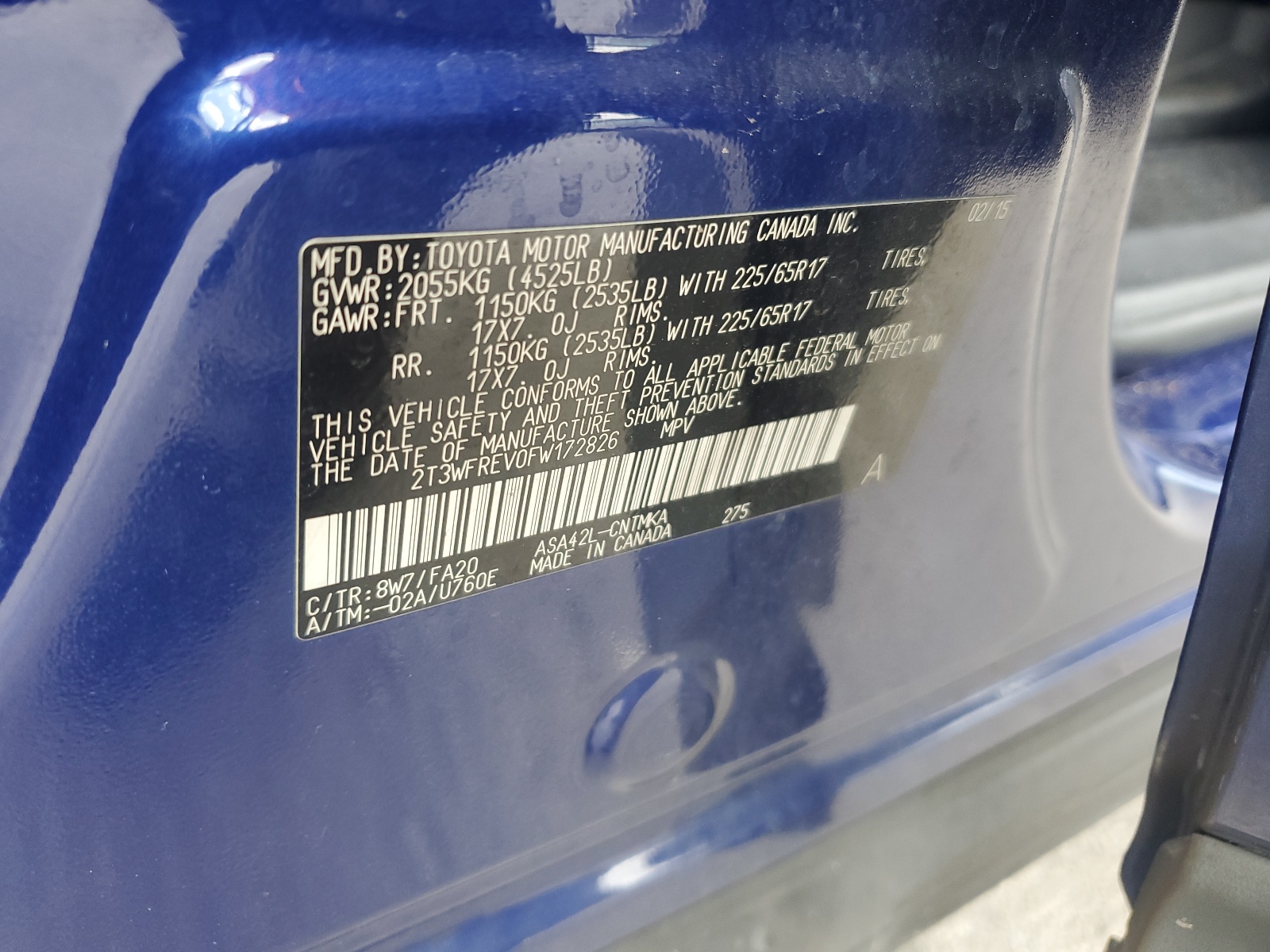 2T3WFREV0FW172826 2015 Toyota Rav4 Xle