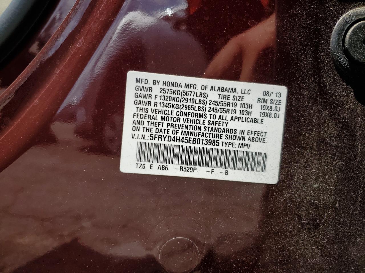 2014 Acura Mdx Technology VIN: 5FRYD4H45EB013985 Lot: 64885124