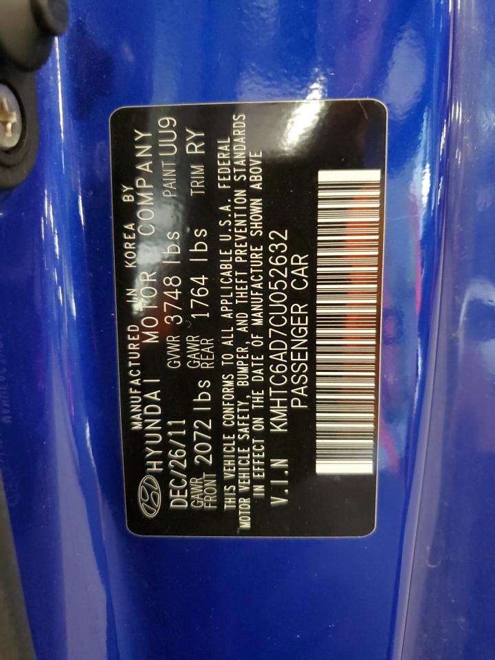 2012 Hyundai Veloster VIN: KMHTC6AD7CU052632 Lot: 64388764