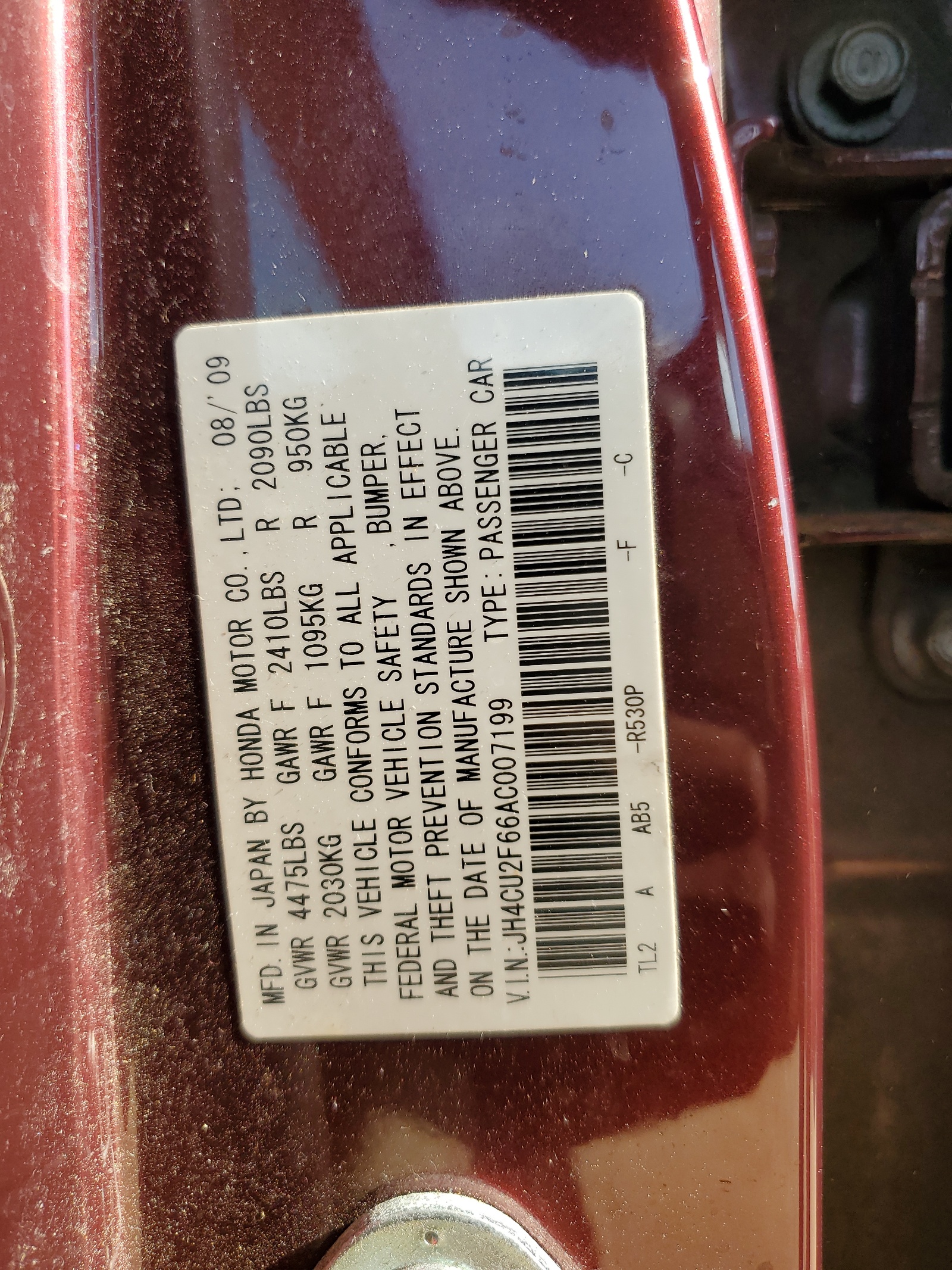 JH4CU2F66AC007199 2010 Acura Tsx