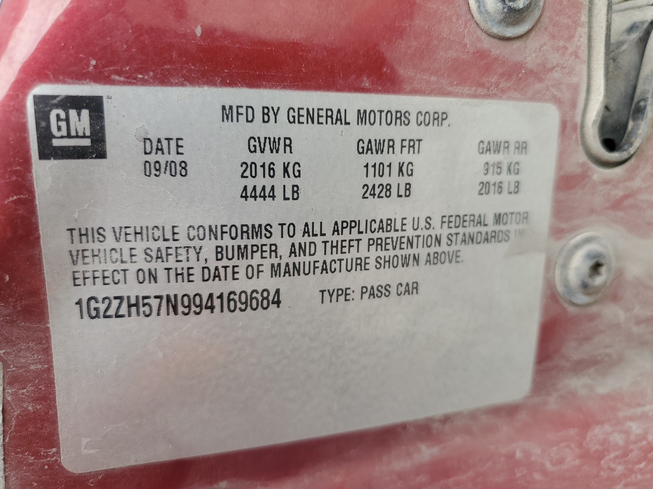 1G2ZH57N994169684 2009 Pontiac G6 Gt