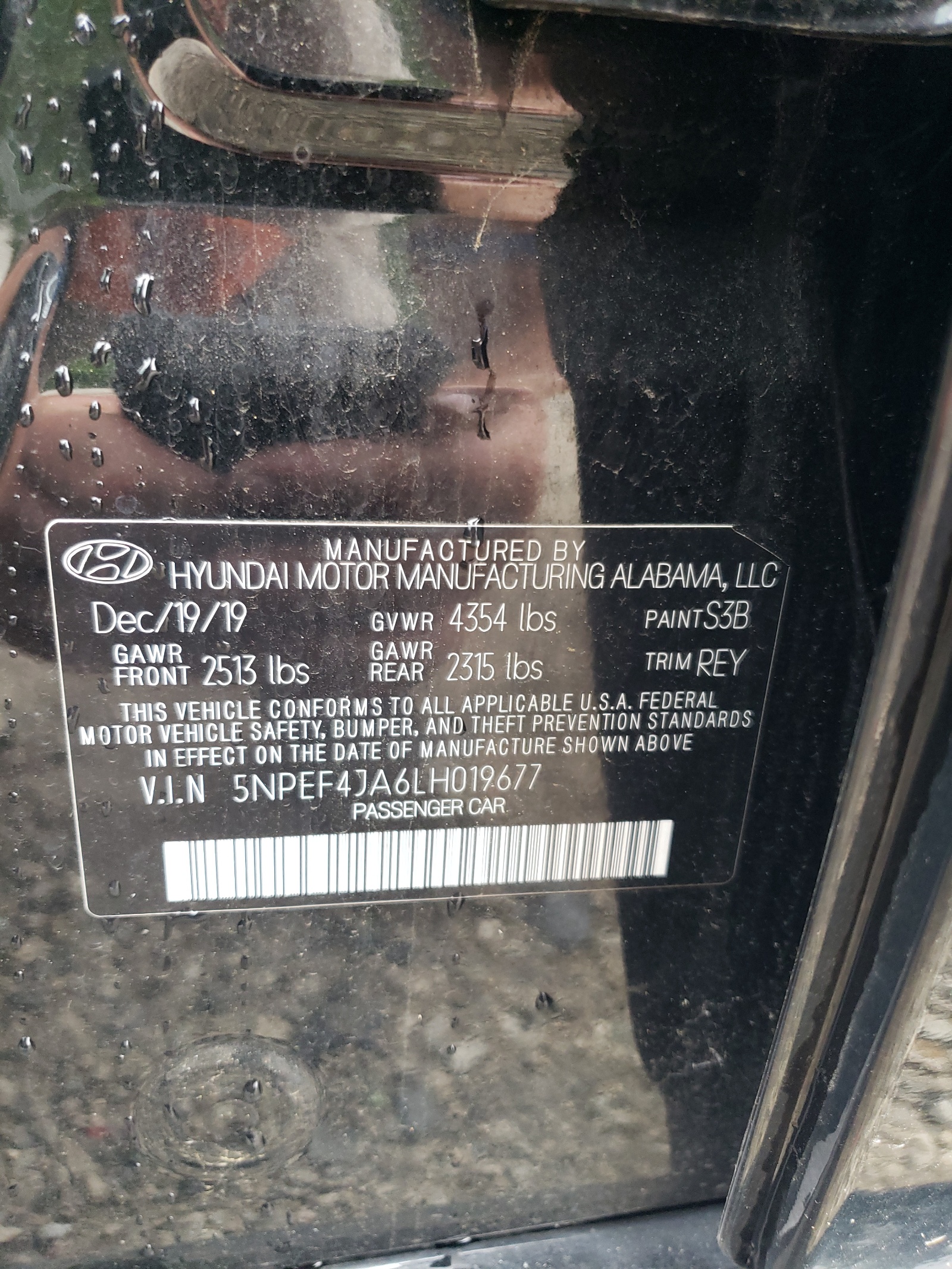 2020 Hyundai Sonata Sel vin: 5NPEF4JA6LH019677