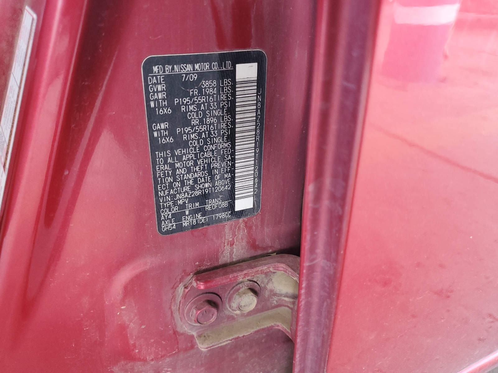 JN8AZ28R19T120642 2009 Nissan Cube Base