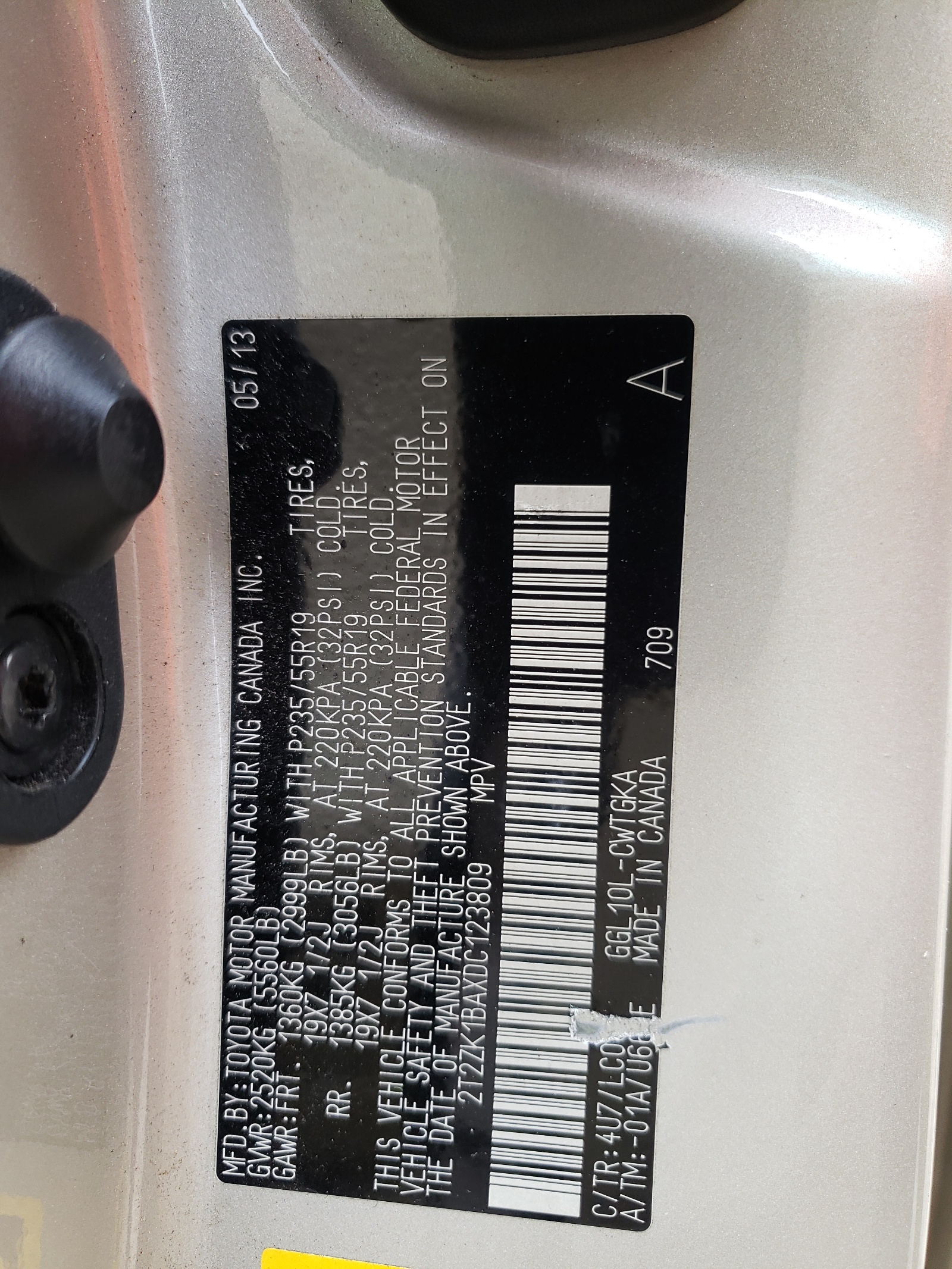 2T2ZK1BAXDC123809 2013 Lexus Rx 350