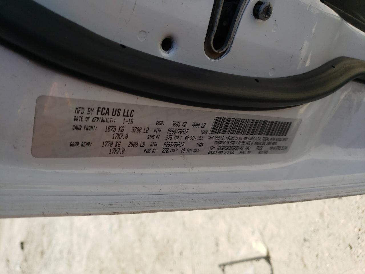 2016 Ram 1500 Slt VIN: 1C6RR6GG5GS233140 Lot: 63879424