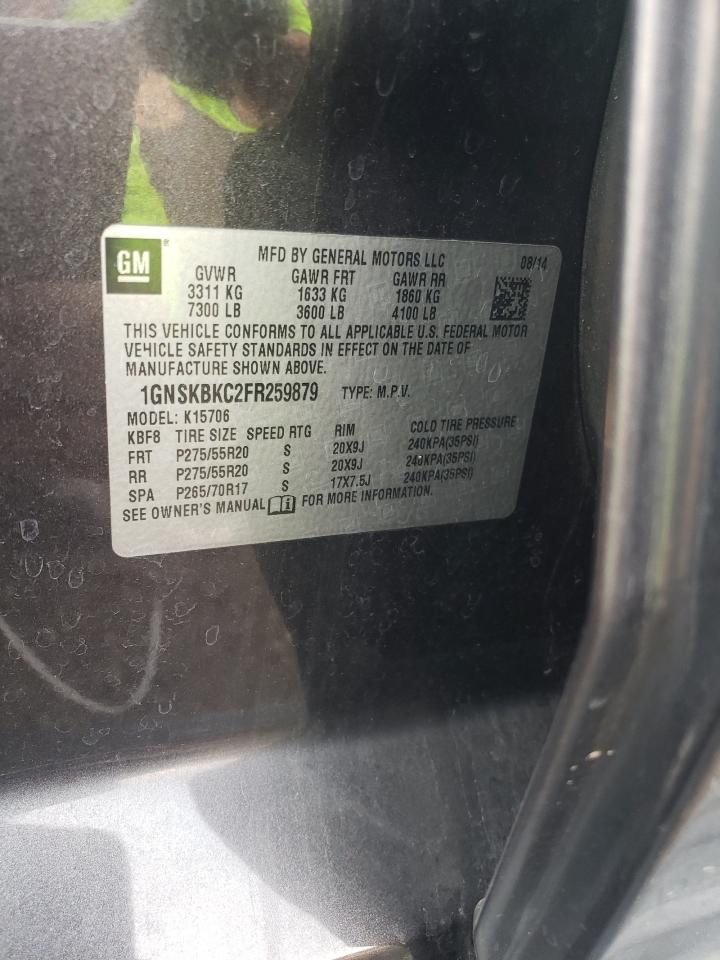 2015 Chevrolet Tahoe K1500 Lt VIN: 1GNSKBKC2FR259879 Lot: 64303124