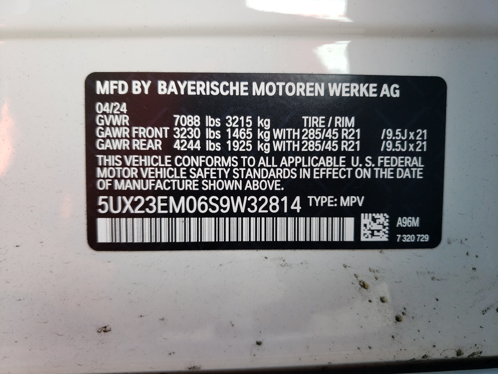 5UX23EM06S9W32814 2025 BMW X7 xDrive40I