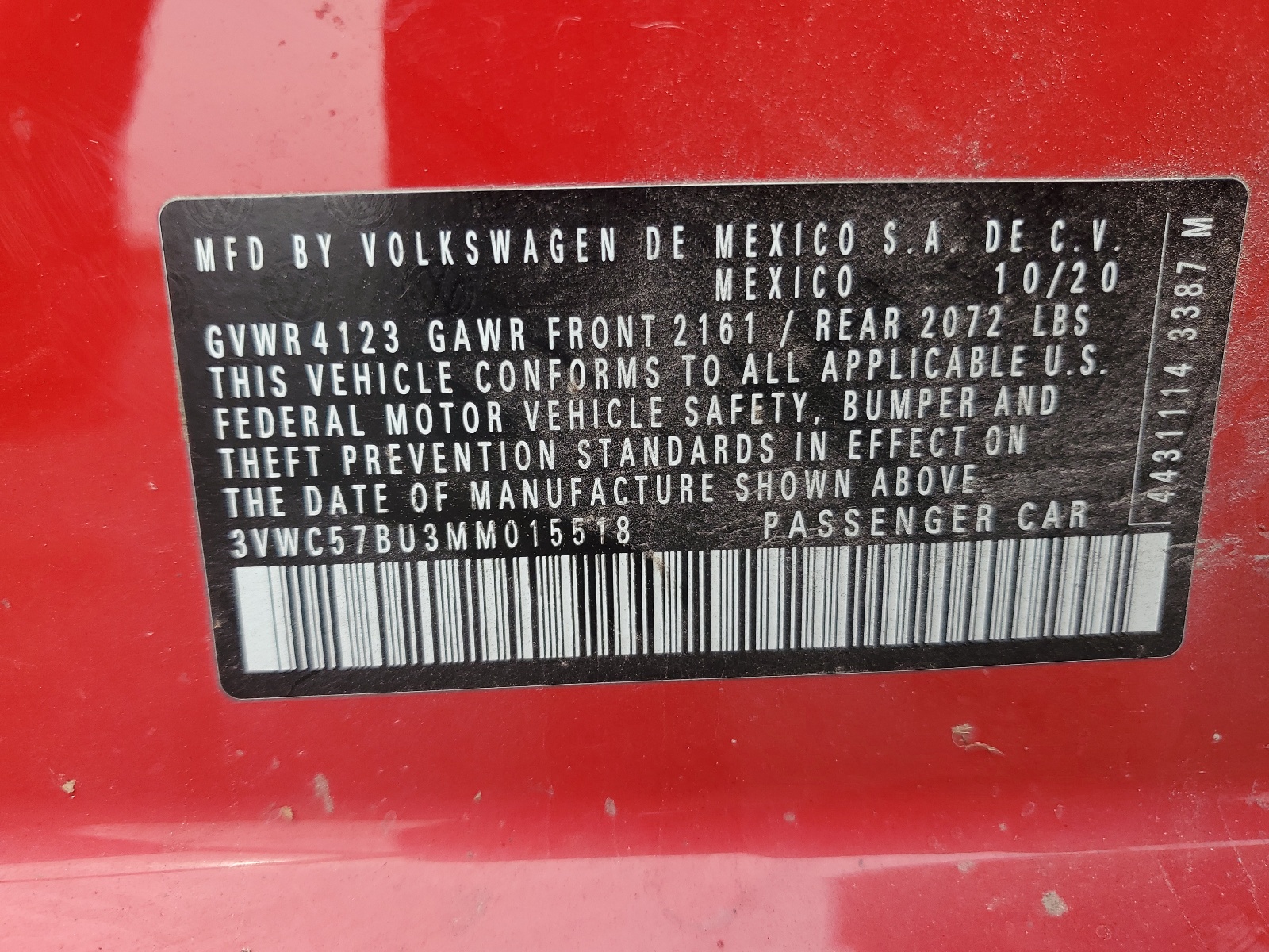 3VWC57BU3MM015518 2021 Volkswagen Jetta S