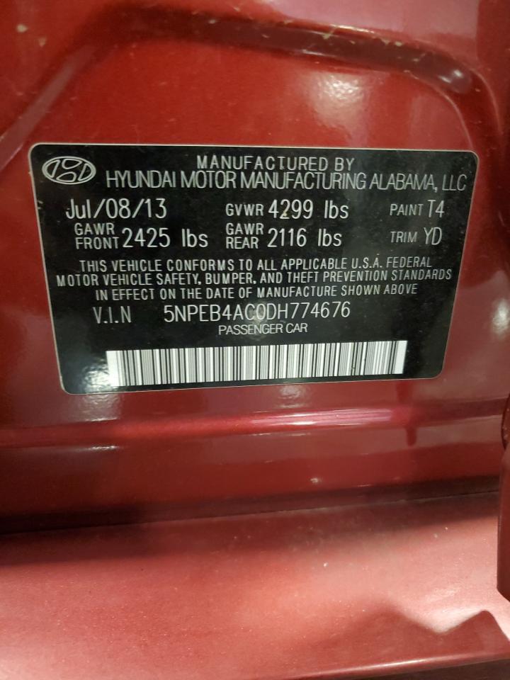 2013 Hyundai Sonata Gls VIN: 5NPEB4AC0DH774676 Lot: 64683354