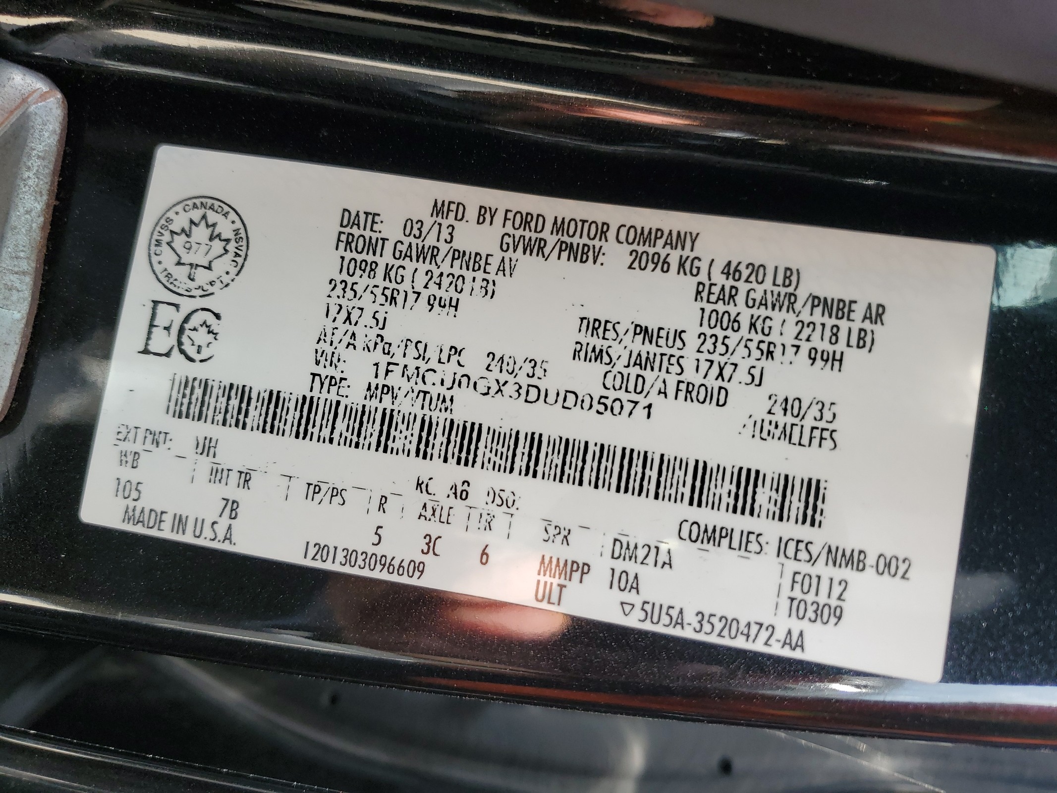 1FMCU0GX3DUD05071 2013 Ford Escape Se