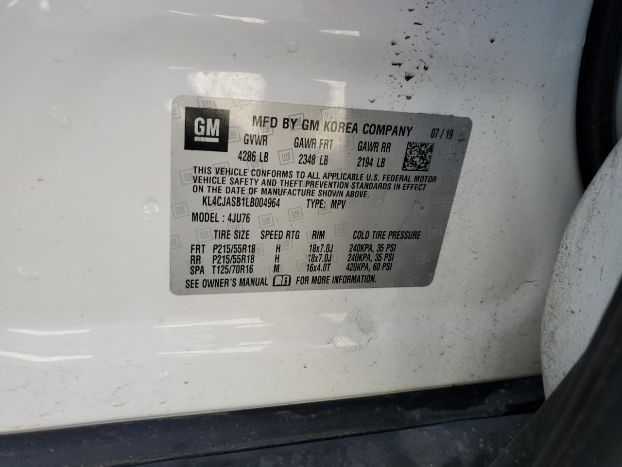 KL4CJASB1LB004964 2018 Buick Encore Preferred