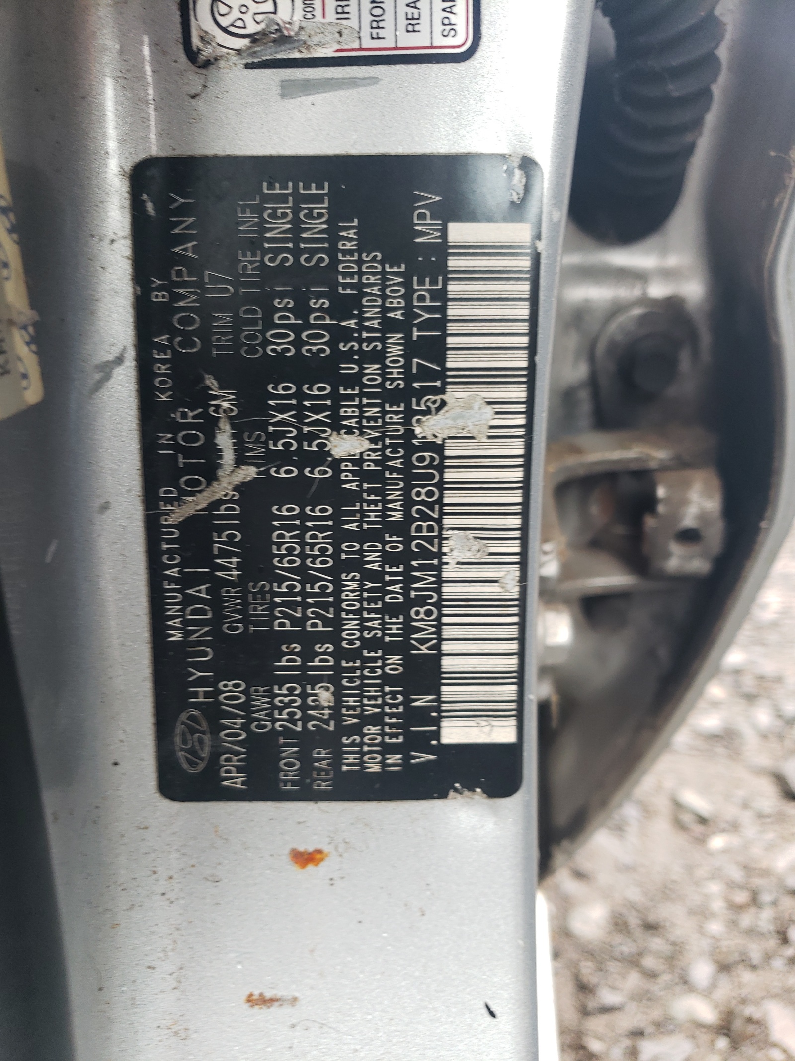 KM8JM12B28U913517 2008 Hyundai Tucson Gls