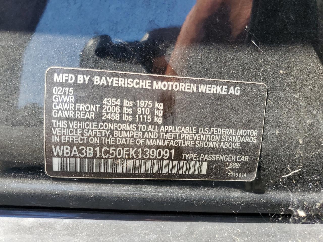 2015 BMW 320 I VIN: WBA3B1C50FK139091 Lot: 63536824