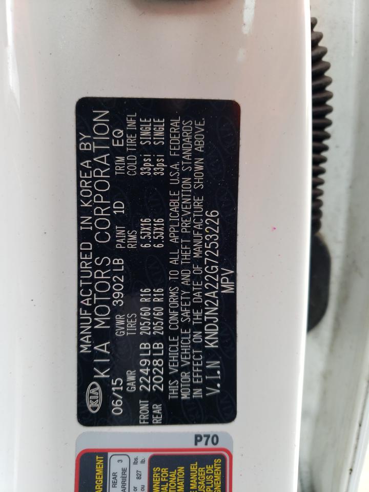 2016 Kia Soul VIN: KNDJN2A22G7253226 Lot: 62403994