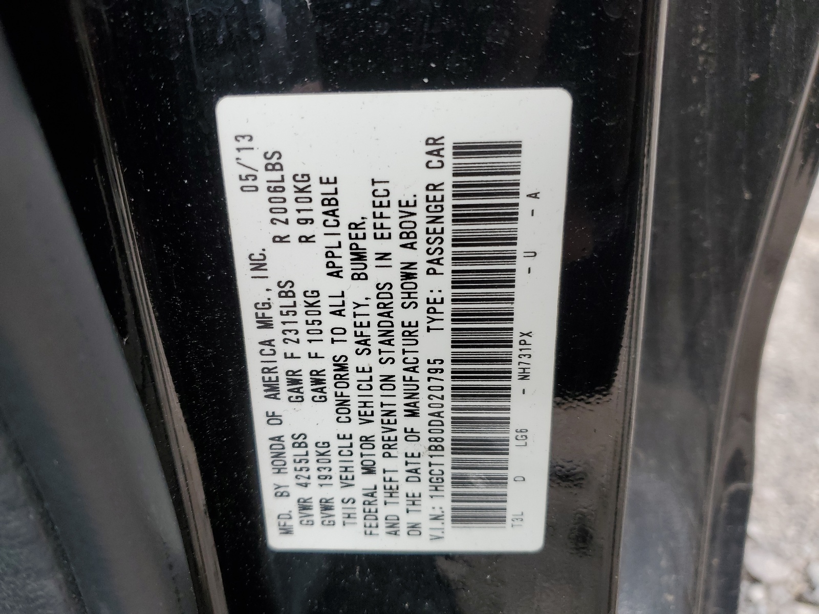 2013 Honda Accord Exl vin: 1HGCT1B80DA020795